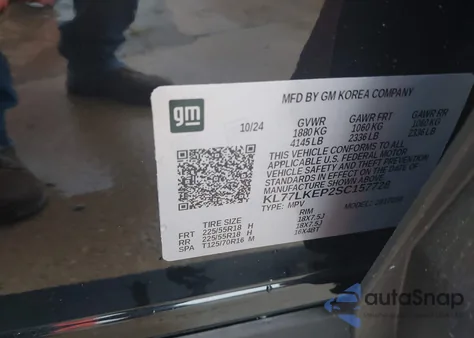 2025 Chevrolet Trax Fwd Activ from USA, damaged, VIN KL77LKEP2SC157728